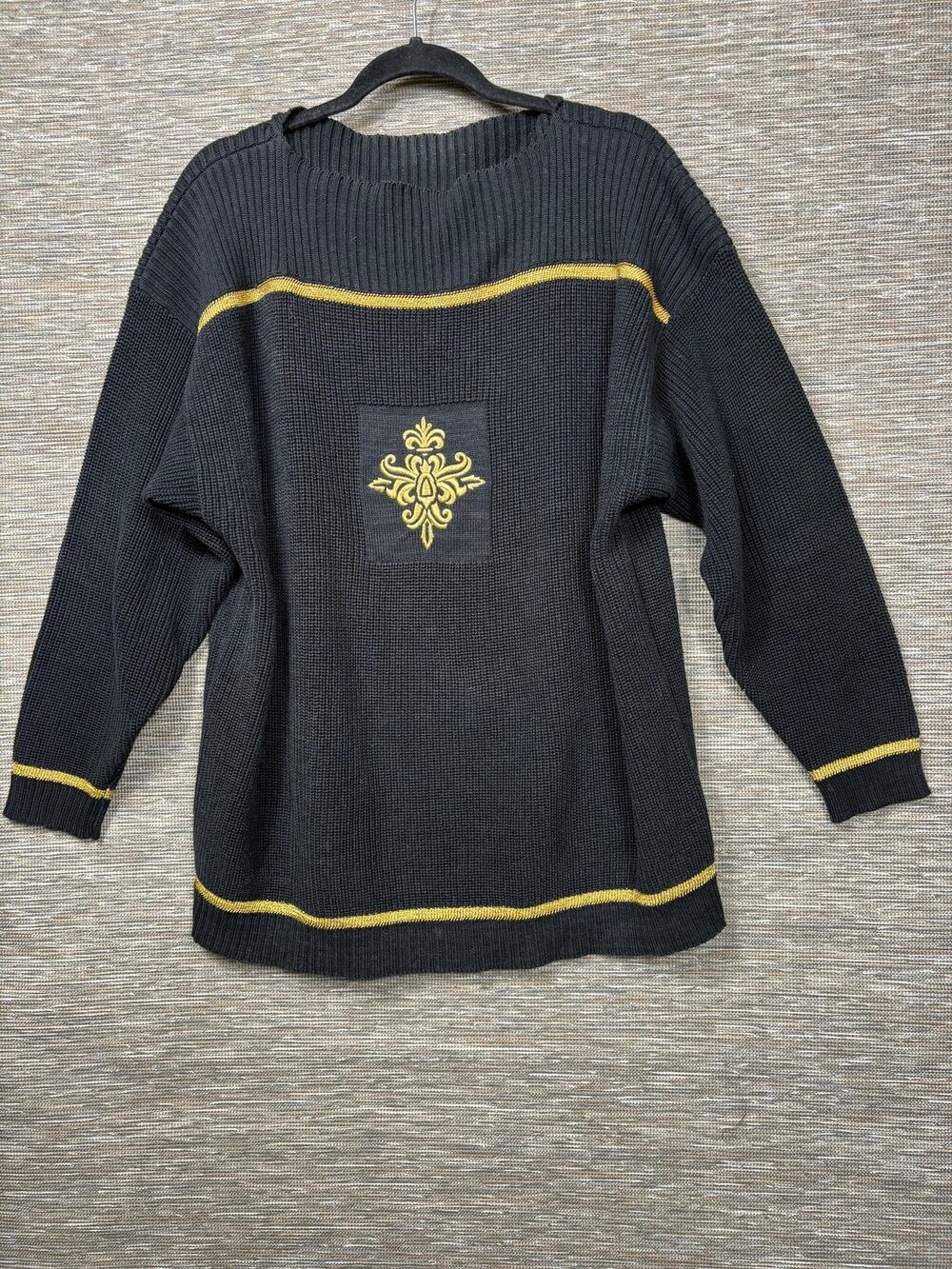 Anne Klein II Sweater Womens XL Black Waffle Knit Boat Neck Dolman Sleeve